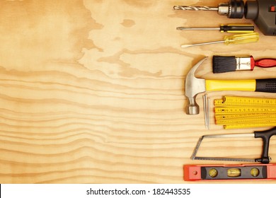 Assorted Work Tools On Wood