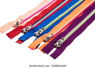 Assorted YKK Nylon Zippers. The Hottest Colors of The Season-Great for Sewing  Craft Projects. Bright zipper of different colors and variants in the textile industry.