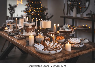 Assortment Christmas homemade baking sweet. Set of various traditional Christmas pastry cake, gingerbread, biscuits - Powered by Shutterstock