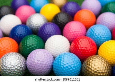 Assortment Of Colorful Mini Golf Or Putt Putt Balls