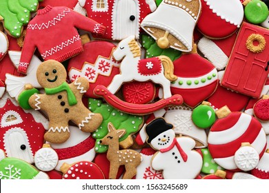 Assortment of decorated Christmas cookies