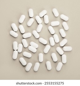 Assortment of different pills and medical bottles. Concept of illness and treatment. Medicine and healthcare. Top view - Powered by Shutterstock