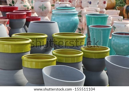 Assortment of empty flowerpots