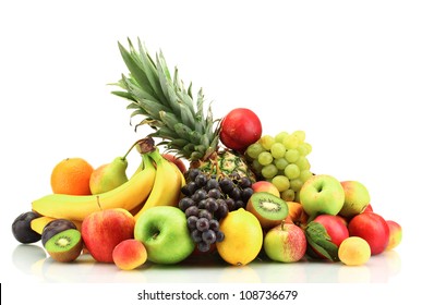 Assortment of exotic fruits isolated on white - Shutterstock ID 108736679