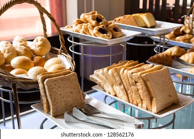Assortment of fresh pastry on table in buffet