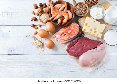 Assortment Of Healthy Protein Source And Body Building Food