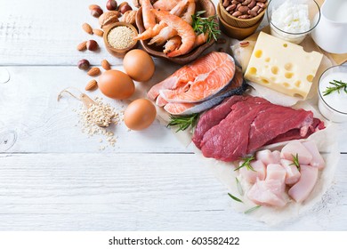 Assortment Of Healthy Protein Source And Body Building Food