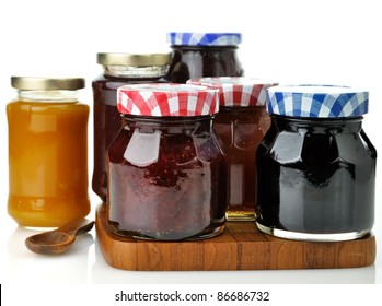 Assortment Of Jam In The Glass Jars