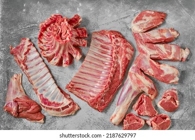 Assortment Of Lamb Prime Cuts, Top View