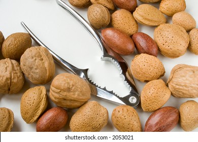 Assortment of nuts and a nutcracker
