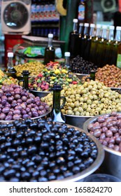 Assortment Of Olives On Market,Tel Aviv,Israel 