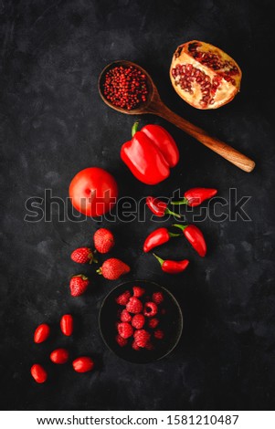 Similar – Foto Bild Hintergrund mit frische Erdbeeren und Marmeladengläser