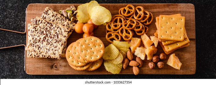 Assortment of unhealthy snacks. Diet or weight control concept.