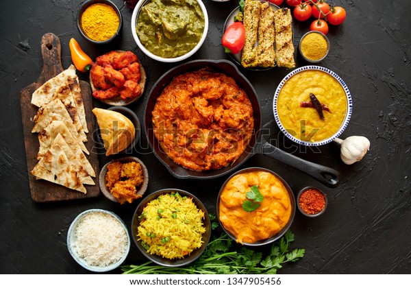 Assortment Various Kinds Indian Cousine On Stock Photo 1347905456 ...