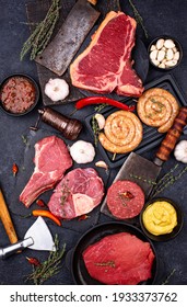 Assortment of various types of meat. Beef, lamb, veal, mutton and chicken