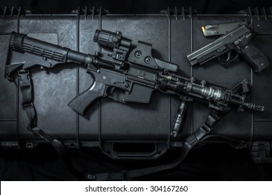 assult rifle AR15 and pistol gun