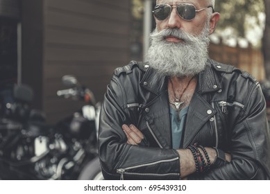 old man leather jacket