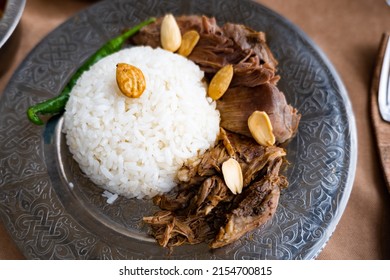 Assyrian Dish With Lamb And Rice, In Mardin, Turkey. Authentic Assyrian Middle Eastern Food