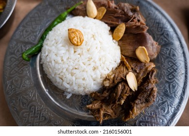 Assyrian Dish With Lamb And Rice, In Mardin, Turkey. Authentic Assyrian Middle Eastern Food