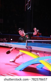 Astana, KAZAKHSTAN, Dec 17 2017 : FAN Zhendong From China Beat Dimitrij Ovtcharov From Germany 11-7, 11-9, 11-7, 12-10 In The Final Of The 2017 ITTF World Tour Grand Finals.