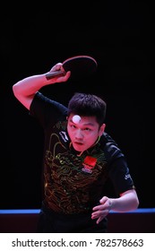 Astana, KAZAKHSTAN, Dec 17 2017 : FAN Zhendong From China Beat Dimitrij Ovtcharov From Germany 11-7, 11-9, 11-7, 12-10 In The Final Of The 2017 ITTF World Tour Grand Finals.