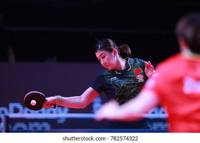 Astana, KAZHAKHSTAN,Dec 17 2017 : Chen Meng From China Beat 11-6, 11-3, 11-6, 12-10 Zhu Yuling In The Final Of The  2017 ITTF World Tour Grand Finals