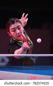 Astana, KAZHAKHSTAN,Dec 17 2017 : Chen Meng From China Beat 11-6, 11-3, 11-6, 12-10 Zhu Yuling In The Final Of The  2017 ITTF World Tour Grand Finals