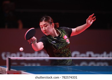 Astana, KAZHAKHSTAN,Dec 17 2017 : Chen Meng From China Beat 11-6, 11-3, 11-6, 12-10 Zhu Yuling In The Final Of The  2017 ITTF World Tour Grand Finals