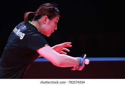 Astana, KAZHAKHSTAN,Dec 17 2017 : Chen Meng From China Beat 11-6, 11-3, 11-6, 12-10 Zhu Yuling In The Final Of The  2017 ITTF World Tour Grand Finals