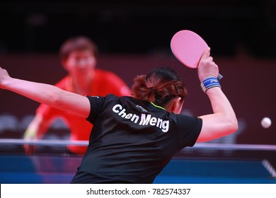 Astana, KAZHAKHSTAN,Dec 17 2017 : Chen Meng From China Beat 11-6, 11-3, 11-6, 12-10 Zhu Yuling In The Final Of The  2017 ITTF World Tour Grand Finals