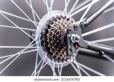 Asterisks And Spokes Of A Bicycle. Steel Structural Element Of The Bicycle Mechanism, Fastening And Cleaning