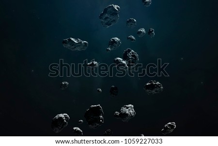 Asteroid belt, awesome science fiction wallpaper, cosmic landscape. Elements of this image furnished by NASA