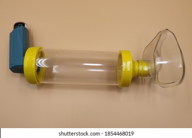 Asthma And Bronchial Inhaler With Spacer.