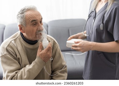 Asthma COPD Breath Nebulizer And Mask Given By Doctor Or Nurse. - Powered by Shutterstock