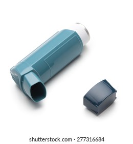 Asthma Inhaler Isolated On White