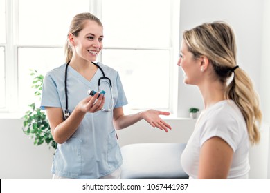 Asthma Woman With Doctor At The Hospital