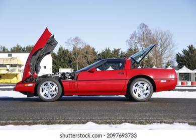 Asti, Italy, 12 11 2021: Chevrolet Corvette ZR-1 Isolated Side View 