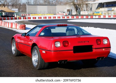 Asti, Italy, 12 11 2021: Chevrolet Corvette ZR-1 Isolated Rear View 