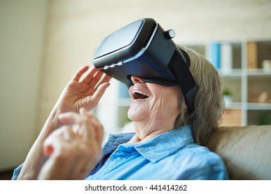 Astonished Senior Woman With Vr Glasses