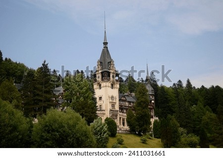 Astonishing Peleș Castle, Sinaia Mountains, Romania. A palace located in the hillside of Sinaia, Romania. Built between 1873 and 1914. 