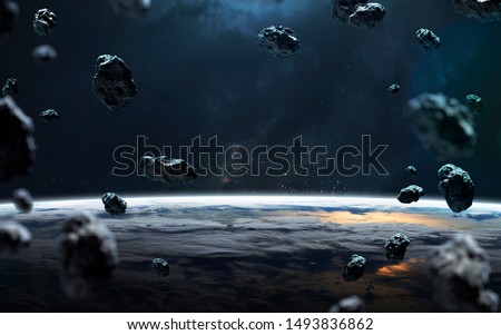 Astroids at the Earth planet orbit. Elements of this image furnished by NASA
