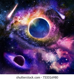 Astrology Astronomy Earth Moon Space Big Bang Solar System Planet Creation. Elements Of This Image Furnished By NASA