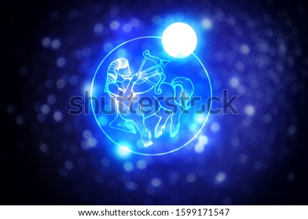 Astrology sign Sagittarius against starry sky