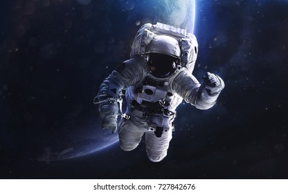 Astronaut. Deep Space Image, Science Fiction Fantasy In High Resolution Ideal For Wallpaper And Print. Elements Of This Image Furnished By NASA