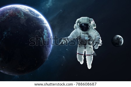 Astronaut Earth Planet Science Fiction Wallpaper Stock Photo Edit