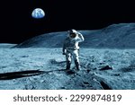 An astronaut explores the moon. Elements of this image furnishing NASA. High quality photo