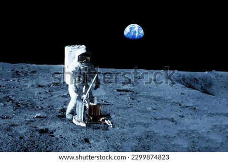 An astronaut explores the moon. Elements of this image furnishing NASA. High quality photo
