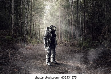 Astronaut in forest