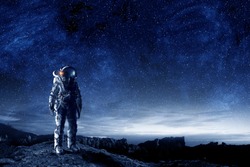 Sad Astronaut Sitting On Planet One Stock Illustration 1650991819