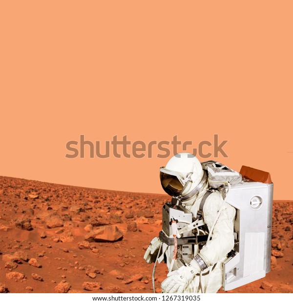 Astronaut on the alien planet. Stars\
above. The elements of this image furnished by\
NASA.\
